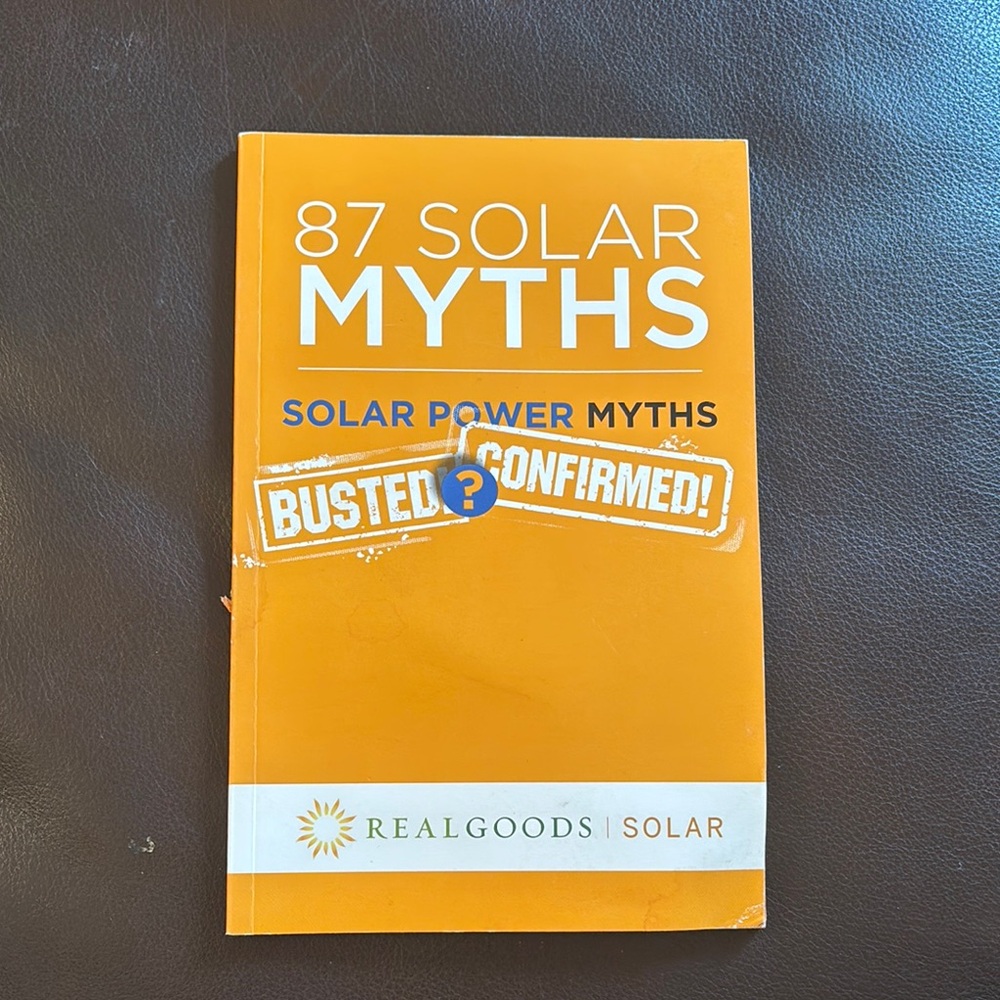 Orange '87 Solar Myths' Book by Real Goods Solar